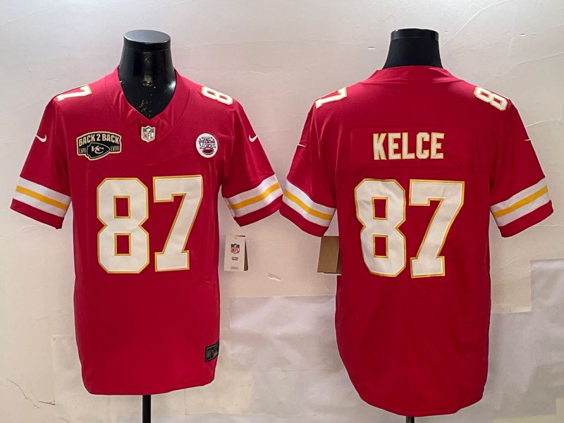 Men Kansas City Chiefs #87 Kelce Red Three generations Nike 2025 Vapor Limited NFL Jersey style 4->kansas city chiefs->NFL Jersey
